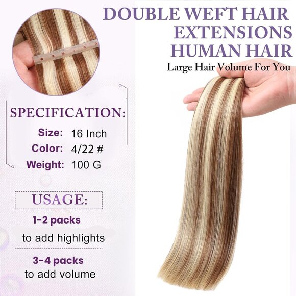 Hair Extensions Human Hair Mixed Golden Brown main image 9